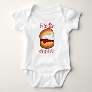 S is for Scone Clotted Cream Jam UK Baby Strampler