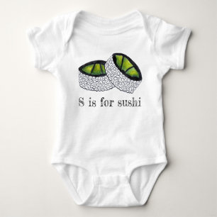 S is for Sushi Japanese Food Avocado Roll Food ABC Baby Strampler