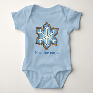 S ist für Snow Blue Winter Holiday Snowflake Cooki Baby Strampler