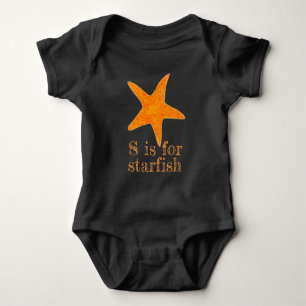 S ist für Starfish Orange Star Fish Beach Muschel Baby Strampler