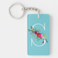 S Letter Initial Monogram Floral Custom Color