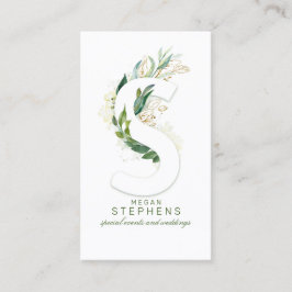 S Letter Monogram Gold Greenerity Blätter Elegant Visitenkarte