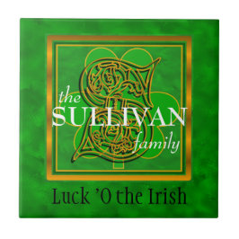 S "Luck of the Irish" Family Custom Monogram Tile Fliese