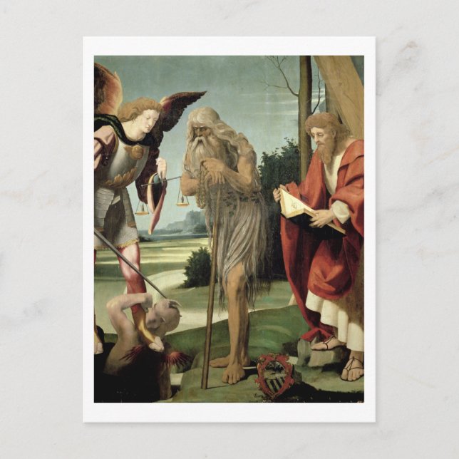 S. Michael, Andrew und Onuphrius (Öl auf Tafel) Postkarte (Vorderseite)