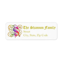 S Monogram "Gothic Sunshine"-Designadresse Labels