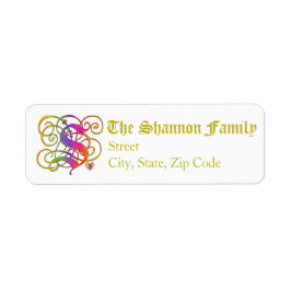 S Monogram "Gothic Sunshine"-Designadresse Labels
