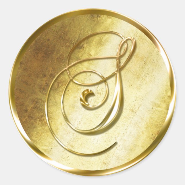 S Monogram Imitate Gold Umschlag Aufkleber Sticker (Vorderseite)