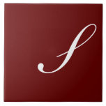 S Monogram, Initial White on Maroon, Fliese<br><div class="desc">Classic White Letter Monogram on Dark Red Background, S.</div>