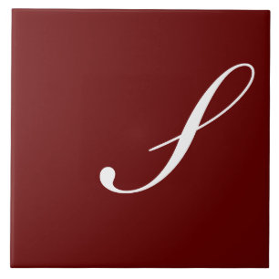 S Monogram, Initial White on Maroon, Fliese