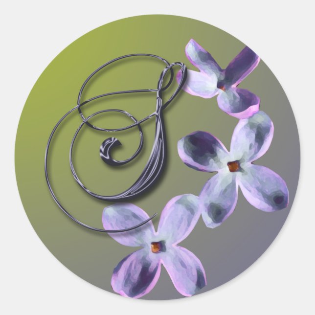 S Monogram Lilac Umschlag Aufkleber Aufkleber (Vorderseite)