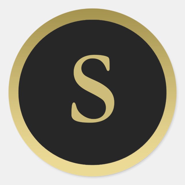 S: Monogram S Elegant Gold und Black Sticker (Vorderseite)