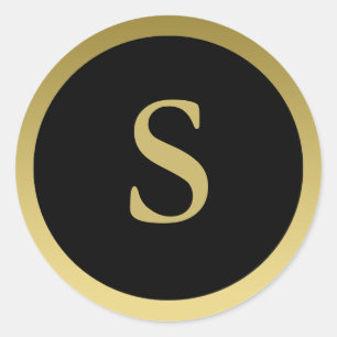 S: Monogram S Elegant Gold und Black Sticker