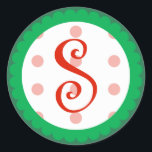 S Monogram (Whimsical Christmas) Runder Aufkleber<br><div class="desc">S Monogram (Whimsical Christmas)... Dieses fröhliche Etikett / Aufkleber würde auf jeder Weihnachtskarte, jedem Brief oder jeder Einladung schick aussehen. Verwenden Sie diese Etiketten, um Ihre Weihnachtsgeschenke zu betonen. Unter WindyCityStationery.com finden Sie unsere komplette "Whimsical Christmas" Produktlinie mit Etiketten/Aufklebern sowie unsere komplette Sammlung von Briefmarke, Einladungen, Daten speichern und mehr...</div>