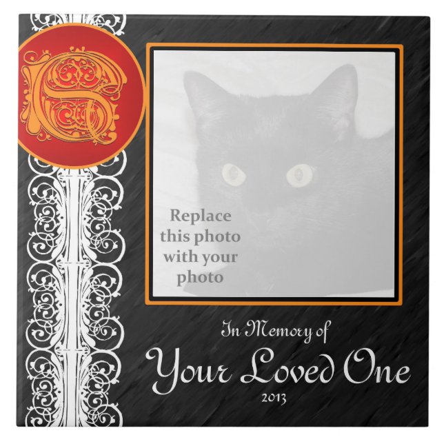 S Monogramm "In Gedächtnis deines Liebsten" Tile Fliese (Vorderseite)