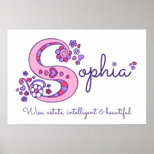 S Monogramm Kunst Sophia Mädchen Name Bedeutung Po Poster