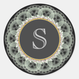 S Monogramm Weiß auf der Vintagen, schwarzen Spitz Runder Aufkleber