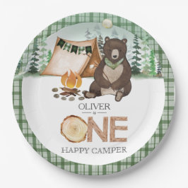 S more Camping Bear ONE Happy Camper 1. Geburtstag Pappteller