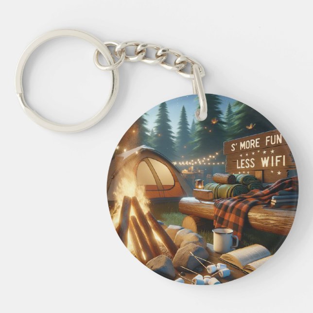 S’more Fun Camping Keychain – Rustic Accessory Schlüsselanhänger (Vorderseite)