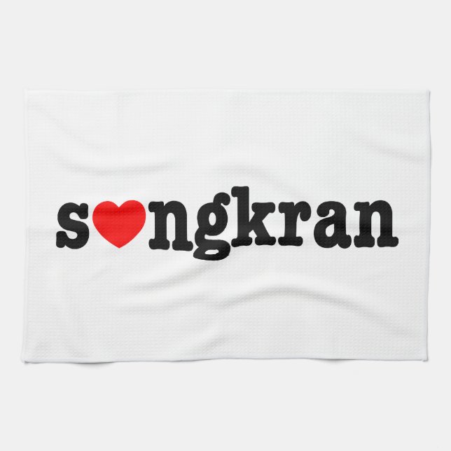 s ❤ ngkran ~ Herz (Liebe) Songkran Küchentuch (Horizontal)