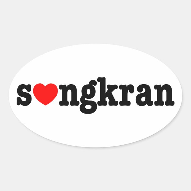 s ❤ ngkran ~ Herz (Liebe) Songkran Ovaler Aufkleber (Vorderseite)