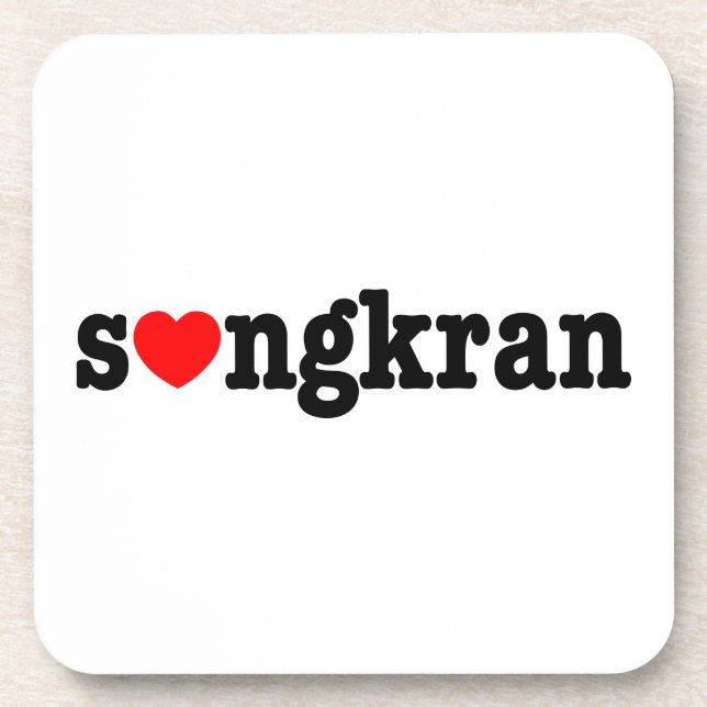 s ❤ ngkran ~ Herz (Liebe) Songkran Untersetzer (Vorderseite)