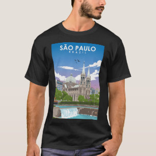 S � o Paulo Brazil Retro Minimalistisches Reisepla T-Shirt