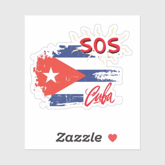 S.O.S. Cuba Custom-Cut Vinyl Sticker (Blatt)