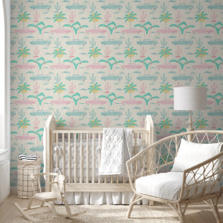 S -Palm Springs Pastel Design – Cars & Palms Tapete