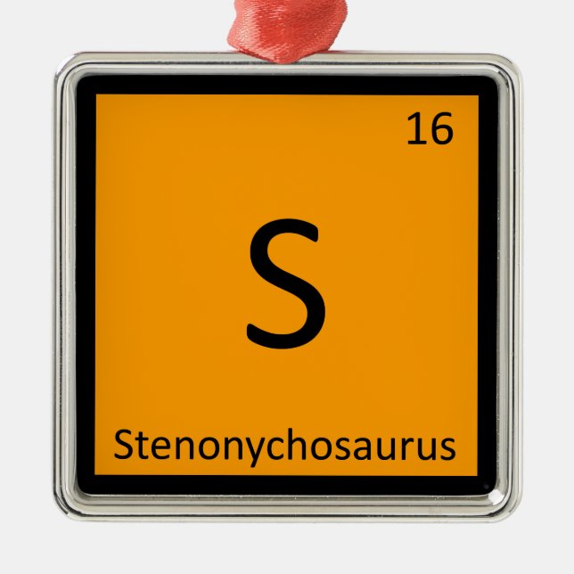 S - Periodisches Tabellensymbol für Stenonychosaur Silbernes Ornament (Vorne)