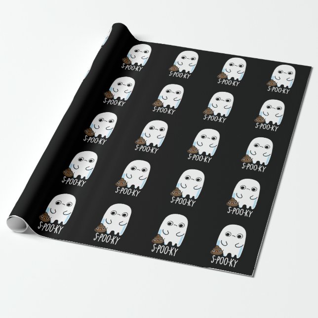 S-poo-ky Funny Ghost Kack Pun Dark BG Geschenkpapier (Ungerollt)