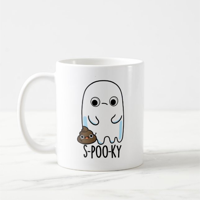 S-poo-ky Funny Ghost Kack Pun Kaffeetasse (Links)