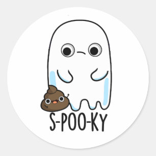 S-poo-ky Funny Ghost Kack Pun Runder Aufkleber