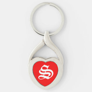 "S" Red Heart Schlüsselanhänger