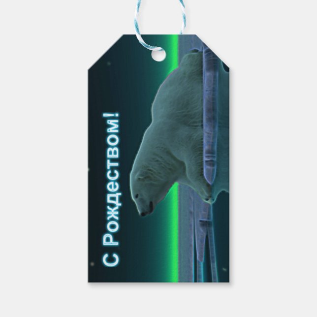 S Rozhdestvom - Ice Edge Polar Bear Geschenkanhänger (Vorderseite)