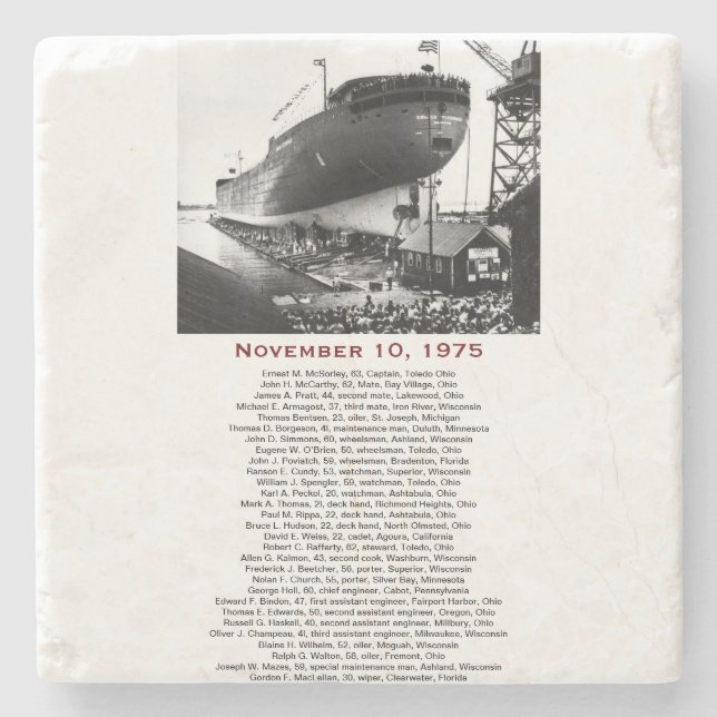 S.S. Edmund Fitzgerald Steinachterbahn Steinuntersetzer (Vorderseite)