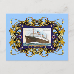 S.S. Manhattan Vintage-Dampfschiff Postkarte