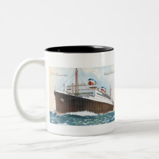 S.S. Vintager Ozeandampfer Manhattans Zweifarbige Tasse