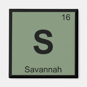 S - Savannah Georgia City Chemistry Periodic Table Magnet