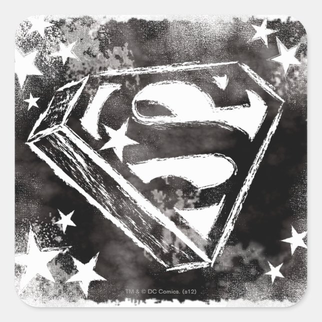 S-Schild mit Sternen Quadratischer Aufkleber (Vorderseite)