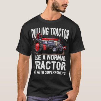 S Schwarzer Traktor Zieh Superpower Spaß T-Shirt