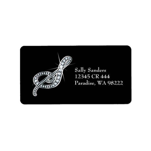 S Script "Diamant Bling"-Label Adressaufkleber (Vorne)