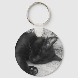 S/W - Schlafende Katze Schlüsselanhänger