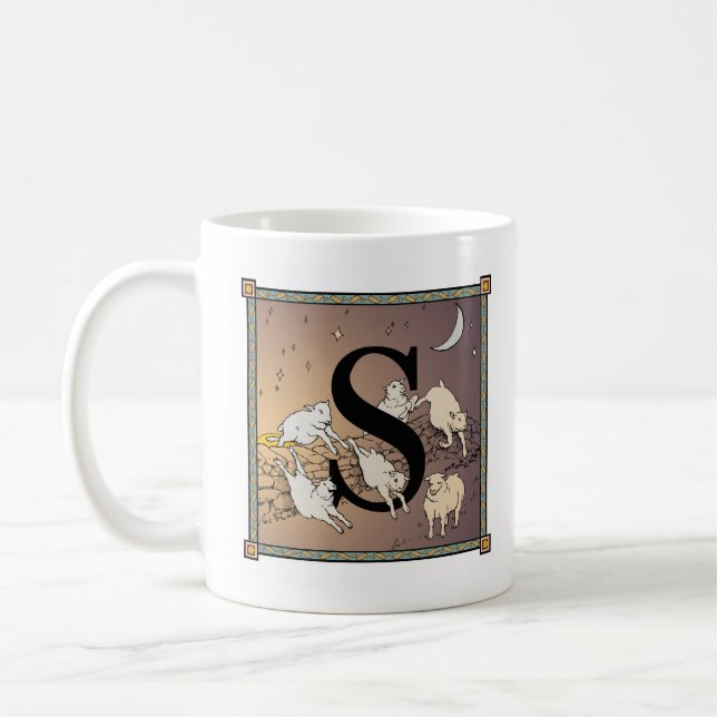 S- Zählend überfallen Schafe Letterblock den Kaffeetasse (Links)