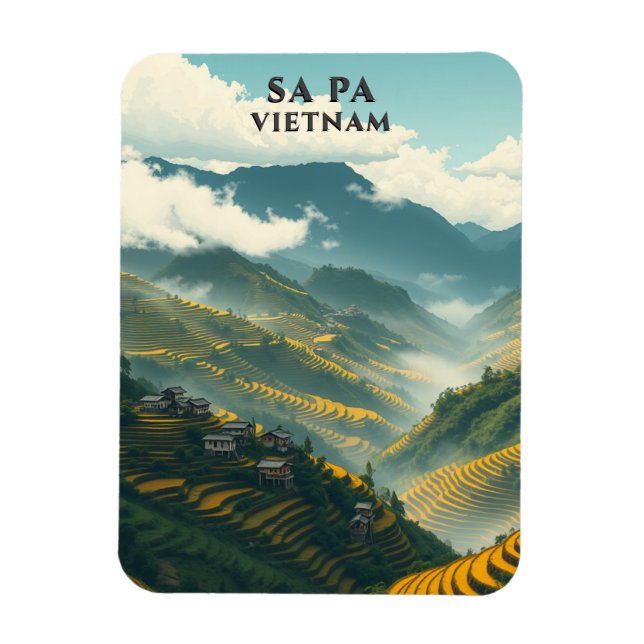 Sa Pa Vietnam Rice Terraces Mountains Magnet (Vertikal)