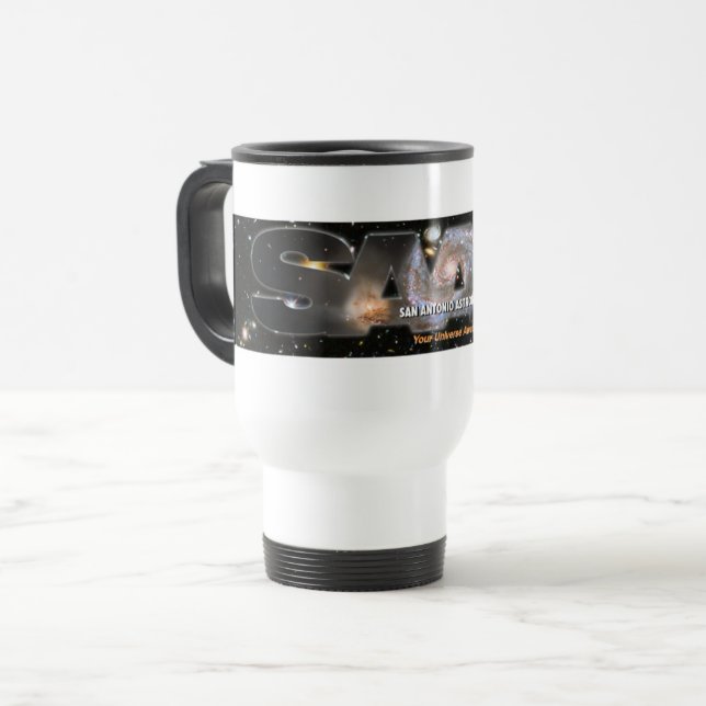 SAAA logo bumpersticker Reisebecher (Vorderseite Links)