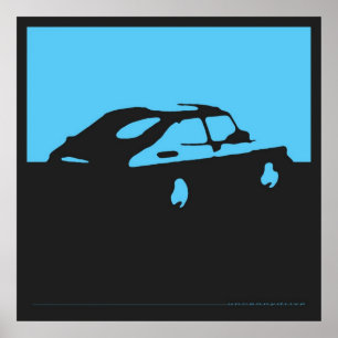 Saab 900 SPG/Aero - Blau auf Holzkohle schwarzes P Poster