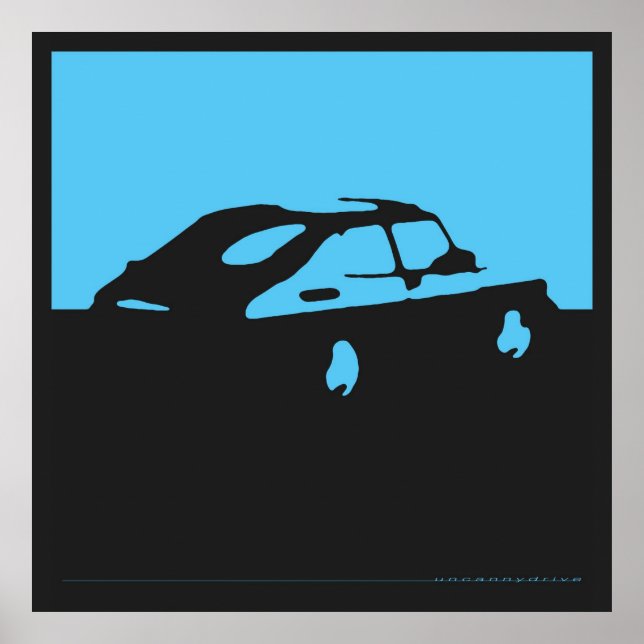 Saab 900 SPG/Aero - Blau auf Holzkohle schwarzes P Poster (Vorne)