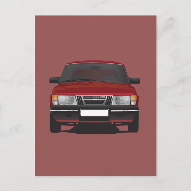 Saab 900 Turbo (rot) Postkarte (Vorderseite)