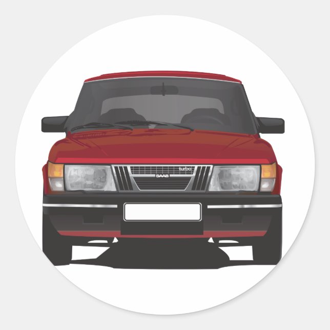 Saab 900 Turbo (rot) Runder Aufkleber (Vorderseite)