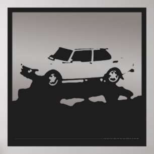 Saab 99 EMS - silbernes Grau auf Poster